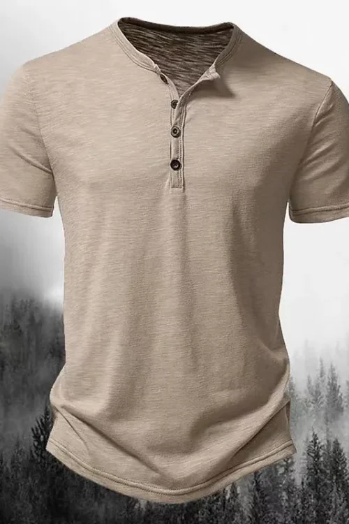 Men’s Solid Color Casual Round Neck Short Sleeve Loose Men’s Tops