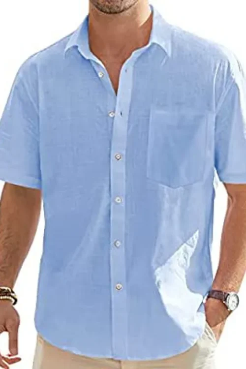 Men’s Solid Color Patchwork Shirt Men’s Clothing