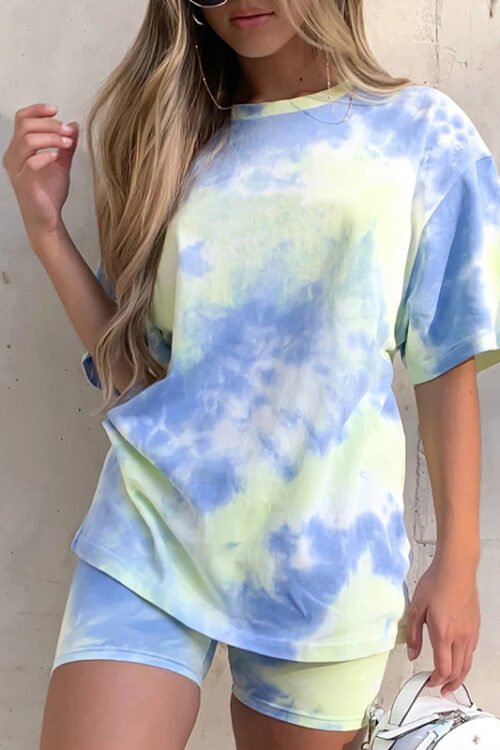 Women’s Casual Fashion Printing Polyester Printing T-shirt Sets