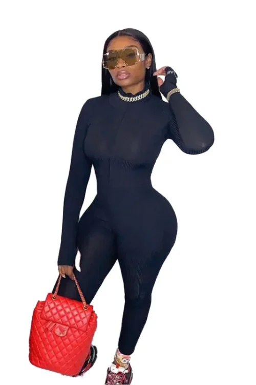 Women’s Bodysuits Long Sleeve Bodysuits Zipper Sexy Streetwear Solid Color