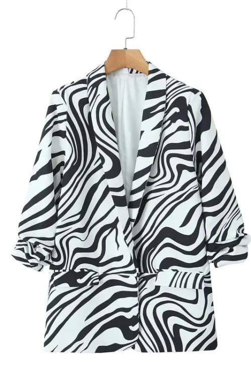 Women’s Long Sleeve Blazers Pocket Streetwear Zebra