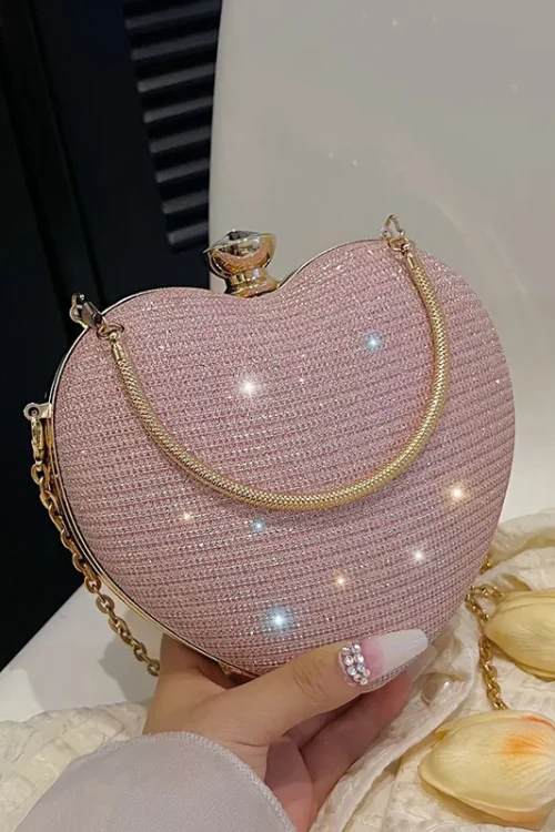 Women’s Medium Pu Leather Solid Color Streetwear Heart-shaped Lock Clasp Crossbody Bag