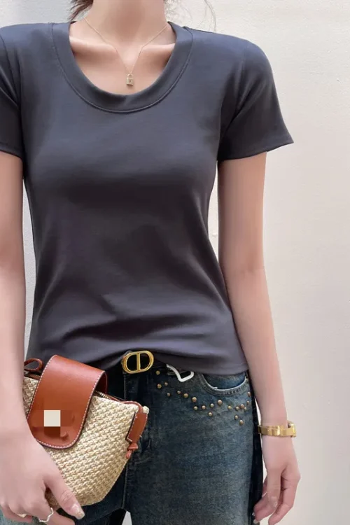 Women’s T-shirt Short Sleeve T-Shirts Simple Style Solid Color