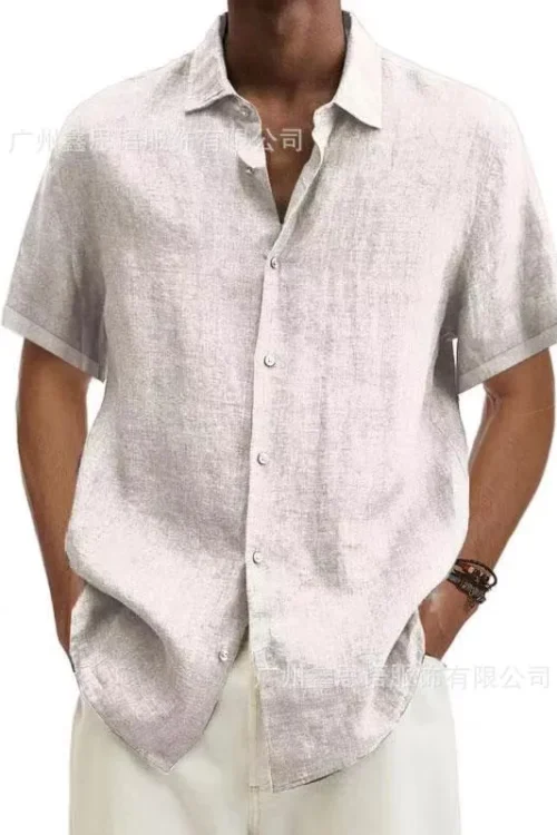 Men’s Short Sleeve Casual Solid Color Shirt