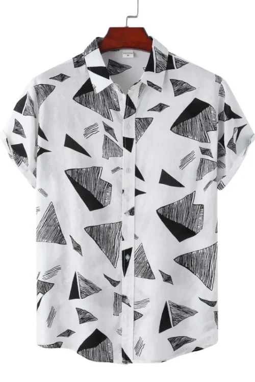 Men’s Ditsy Floral Leaves Printing Blouse Men’s Clothing