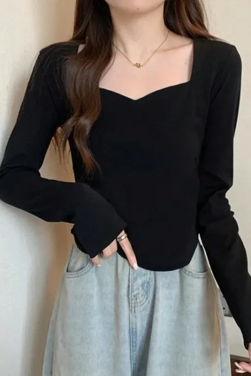 Women’s Blouse Long Sleeve Blouses Washed Streetwear Solid Color