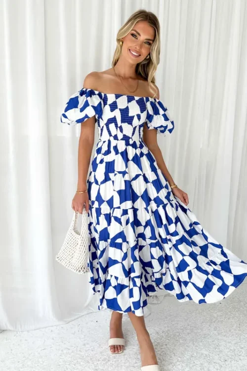 Elegant Classic Style Boat Neck Short Sleeve Flower Maxi Long Dress Travel Daily