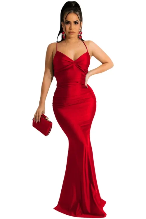 Women’s Sheath Dress Sexy V Neck Patchwork Backless Sleeveless Solid Color Maxi Long Dress Prom