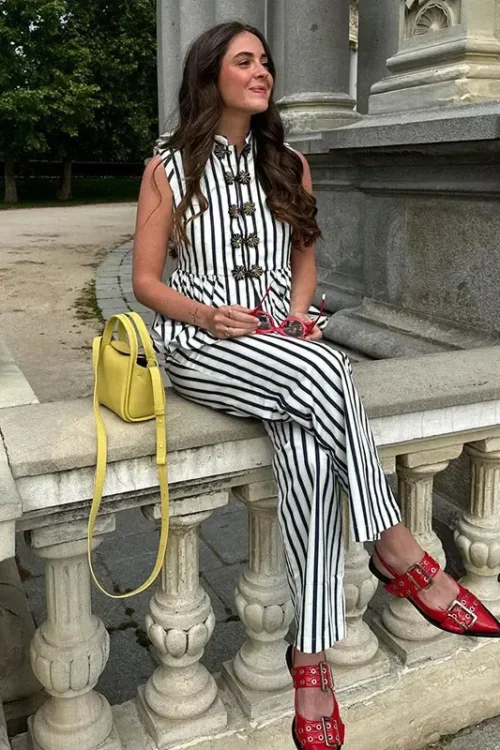 Holiday Daily Women’s Elegant Vacation Streetwear Stripe Polyester Pants Sets Pants Sets