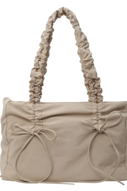 Internet Popular Same Style Bag New Niche Design Pleated Large Capacity Tote Bag Bow Hand Shoulder Bag