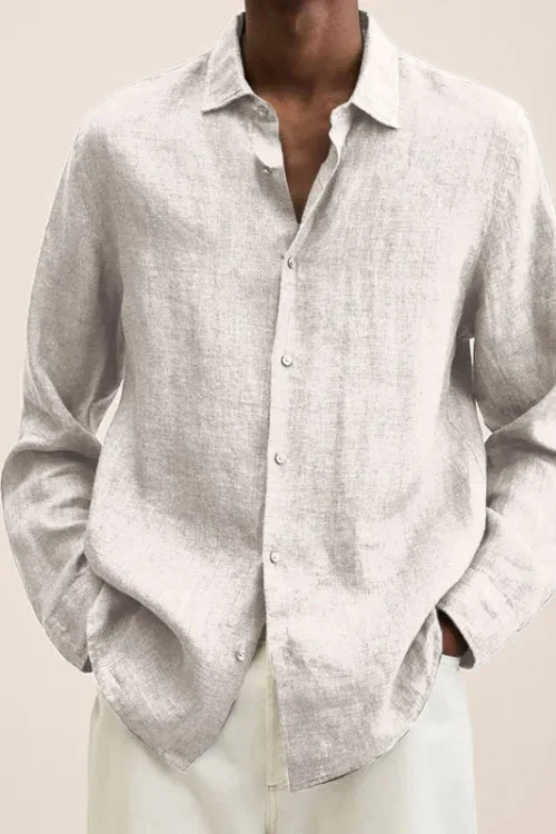 Men’s Long Sleeve Shirt British Style Solid Color