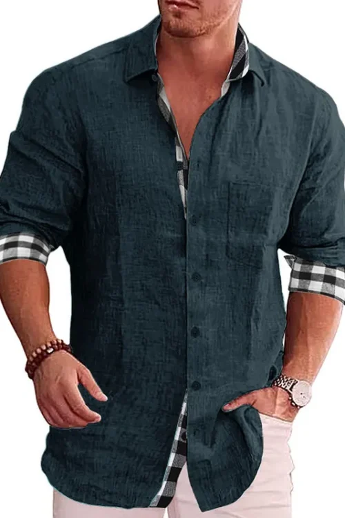 Men’s Long Sleeve Shirt Casual Solid Color