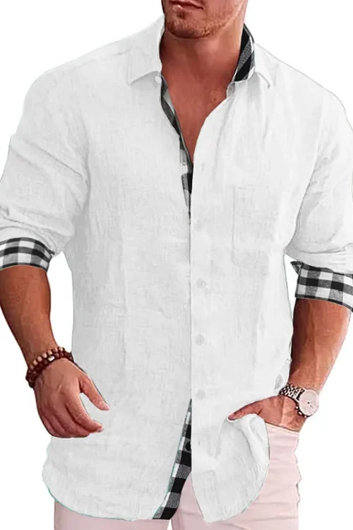 Men’s Long Sleeve Shirt Casual Solid Color