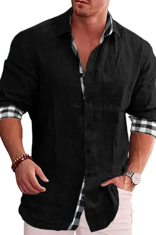 Men’s  Long Sleeve Shirt Casual Solid Color