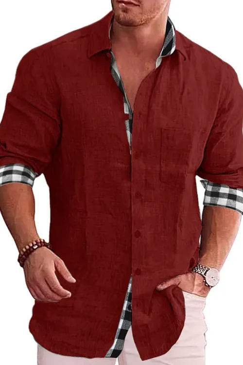 Men’s  Long Sleeve Shirt Casual Solid Color