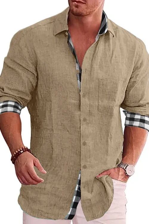 Men’s Long Sleeve Shirt Casual Solid Color