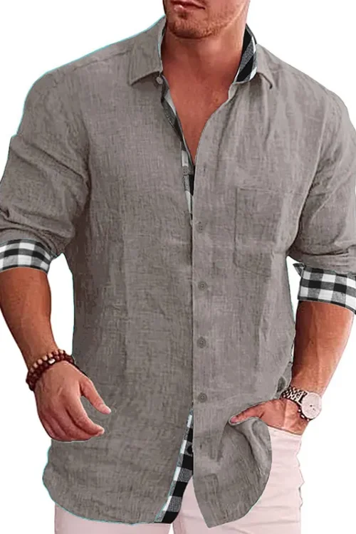 Men’s Long Sleeve Shirt Casual Solid Color