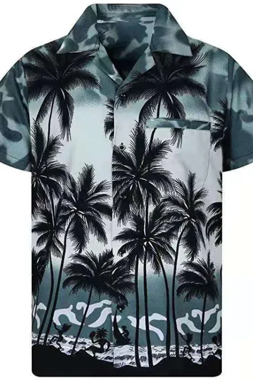 Men’s Coconut Tree Vacation Turndown Short Sleeve Regular Fit Men’s Shirt