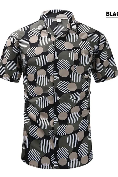 Men’s Plant Vacation Shirt Collar Short Sleeve Regular Fit Men’s Shirt