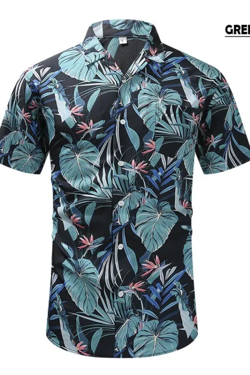 Men’s Plant Vacation Shirt Collar Short Sleeve Regular Fit Men’s Shirt