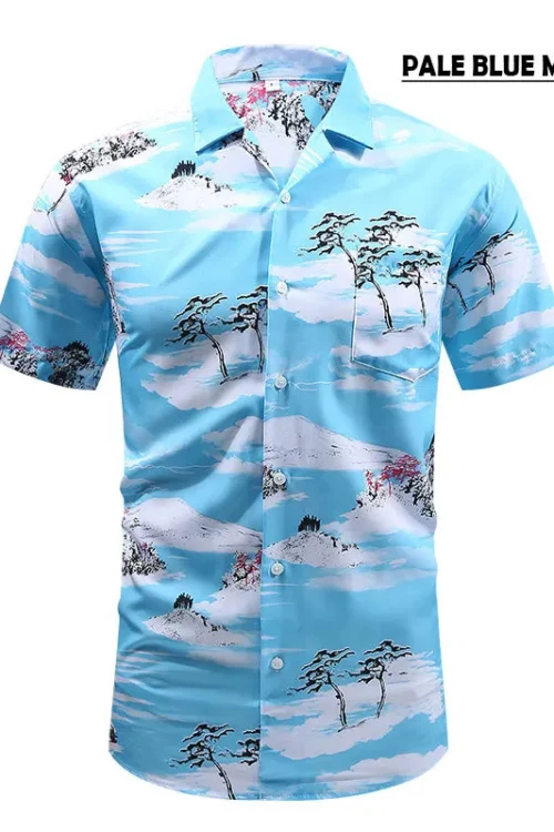 Men’s Plant Vacation Shirt Collar Short Sleeve Regular Fit Men’s Shirt