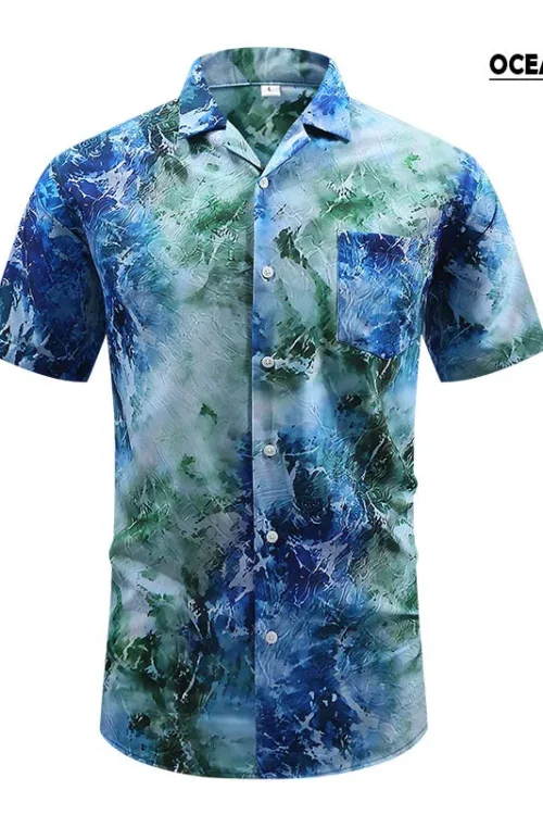 Men’s Plant Vacation Shirt Collar Short Sleeve Regular Fit Men’s Shirt