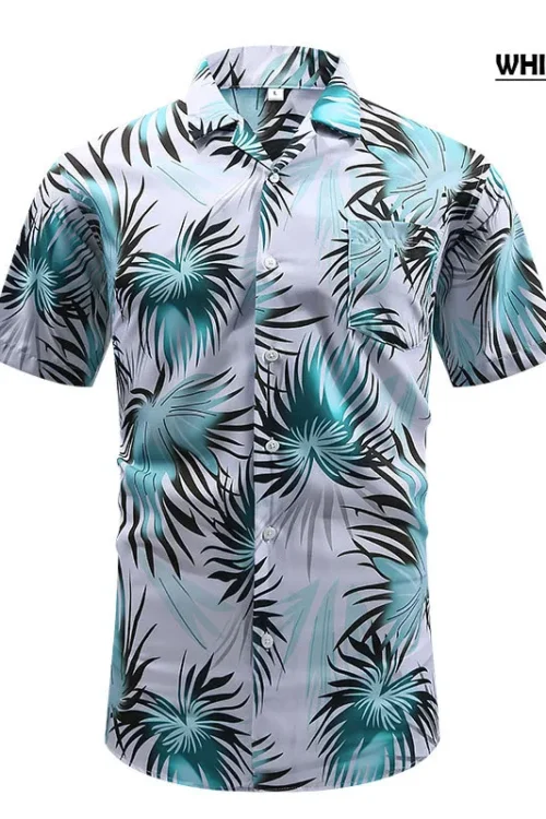 Men’s Plant Vacation Shirt Collar Short Sleeve Regular Fit Men’s Shirt