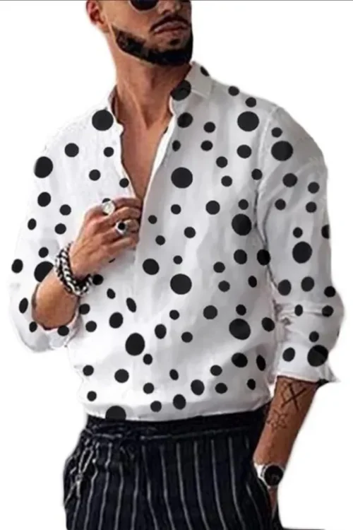 Men’s Round Dots Printing Shirt Men’s Clothing