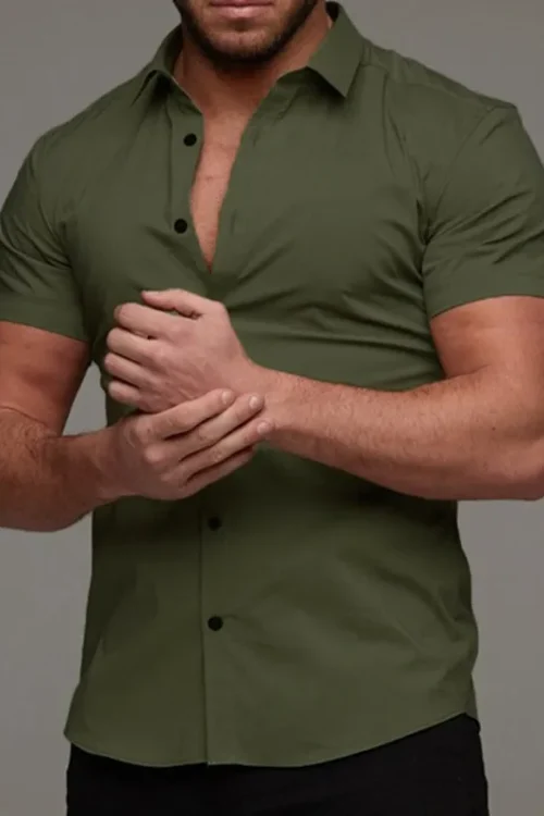 Men’s Solid Color Shirt Men’s Clothing