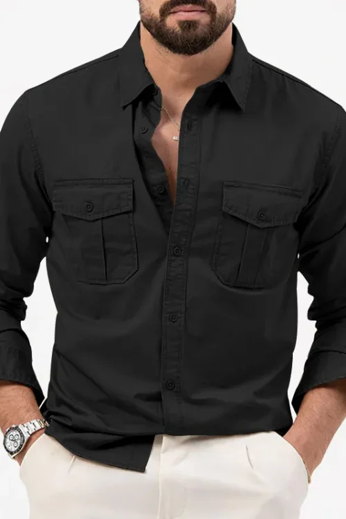 Men’s Solid Color Blouse Men’s Clothing