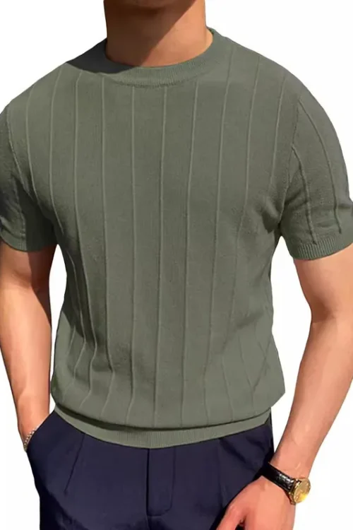 Men’s Solid Color Casual Simple Style Round Neck Short Sleeve Loose Men’s T-shirt