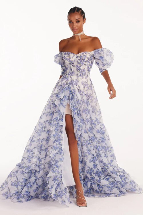 Elegant Sexy Strapless Printing Sleeveless Flower Maxi Long Dress Banquet Evening Party