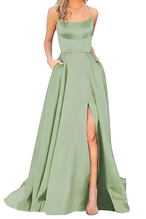 Party Dress Elegant U Neck Sleeveless Solid Color Maxi Long Dress Wedding Banquet Evening Party