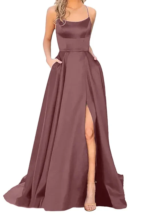 Party Dress Elegant U Neck Sleeveless Solid Color Maxi Long Dress Wedding Banquet Evening Party