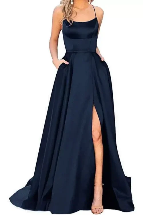 Party Dress Elegant U Neck Sleeveless Solid Color Maxi Long Dress Wedding Banquet Evening Party