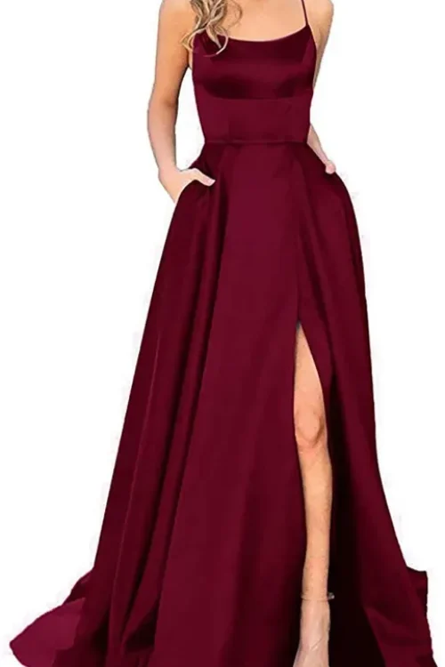 Party Dress Elegant U Neck Sleeveless Solid Color Maxi Long Dress Wedding Banquet Evening Party