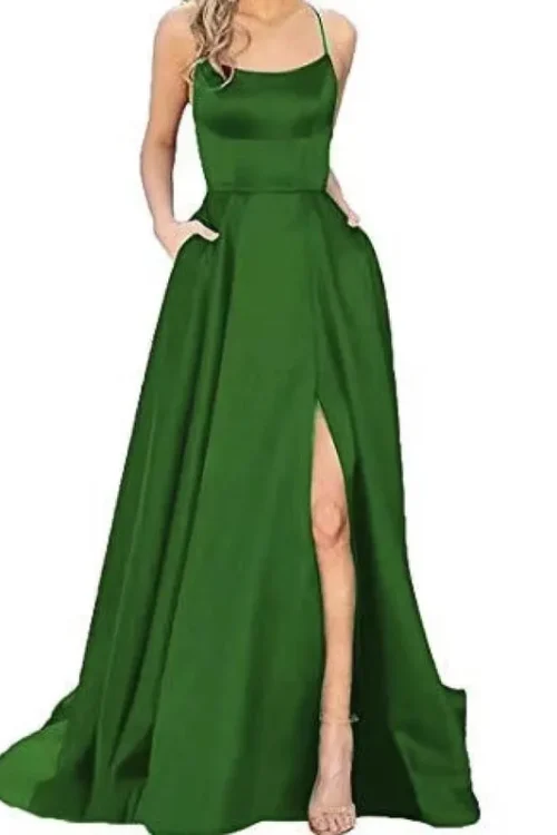 Party Dress Elegant U Neck Sleeveless Solid Color Maxi Long Dress Wedding Banquet Evening Party