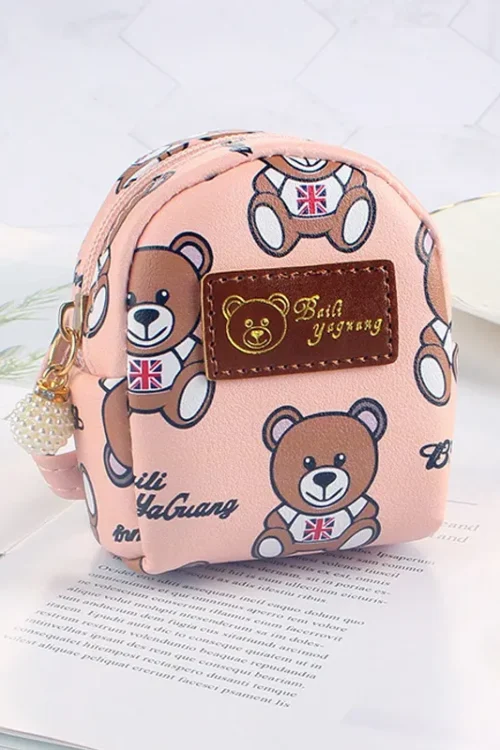 Women’s Bear Pure Leather Zipper Coin Purses