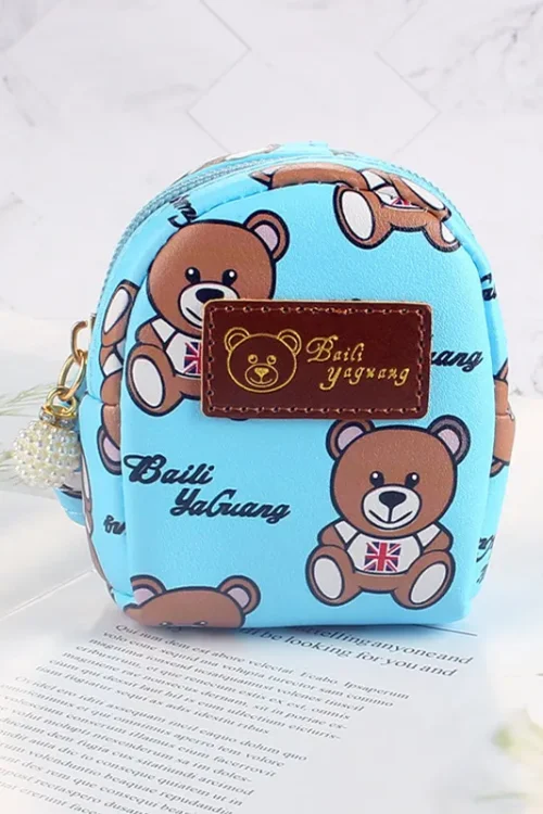 Women’s Bear Pu Leather Zipper Coin Purses