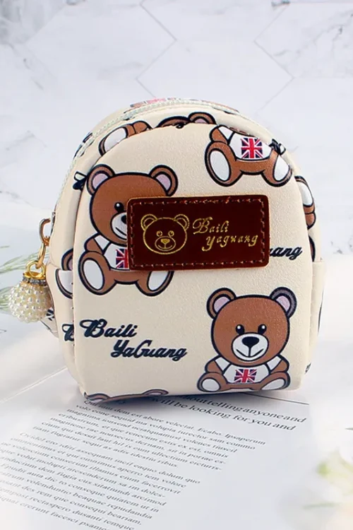 Women’s Bear Pure Leather Zipper Coin Purses