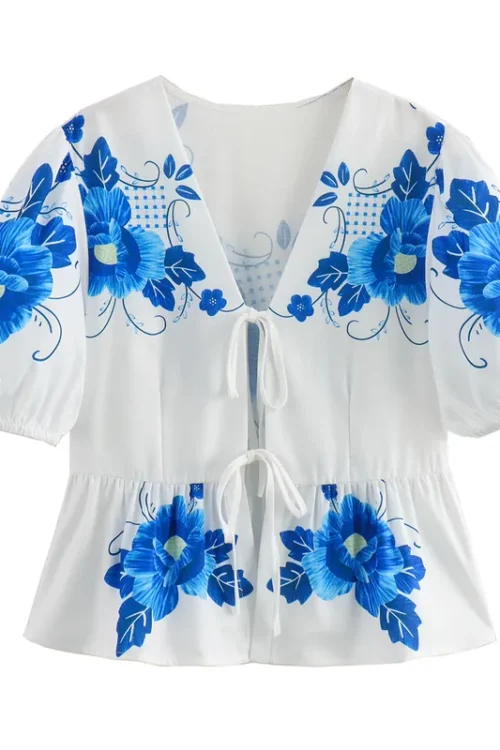 Women’s Blouse Half Sleeve Blouses Casual Pastoral Flower