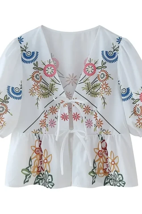 Women’s Blouse Half Sleeve Blouses Casual Pastoral Flower