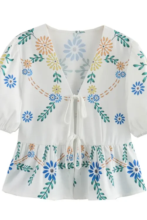 Women’s Blouse Half Sleeve Blouses Casual Pastoral Flower