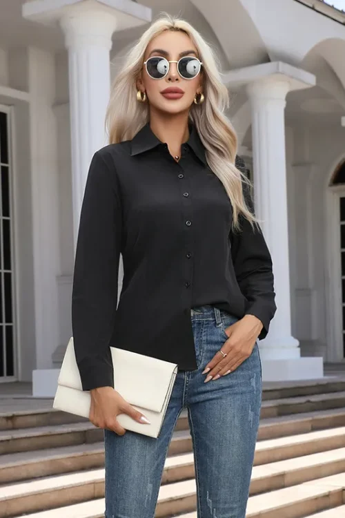 Women’s Blouse Long Sleeve Blouses Casual Streetwear Solid Color