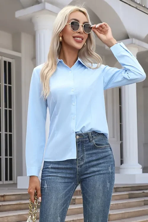 Women’s Blouse Long Sleeve Blouses Casual Streetwear Solid Color