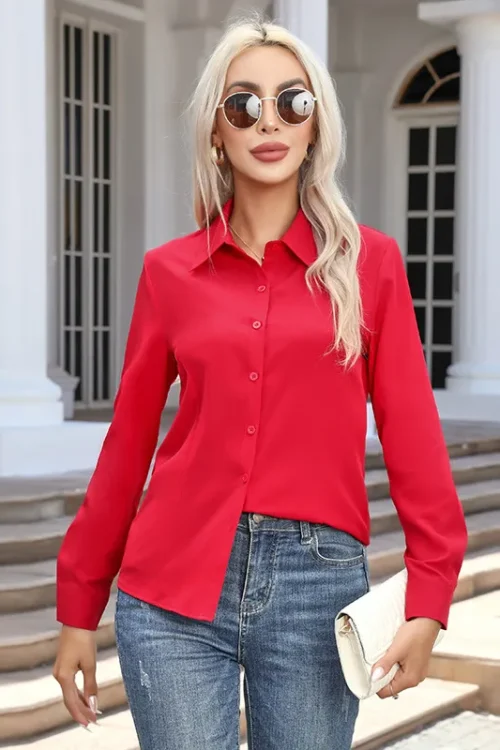 Women’s Blouse Long Sleeve Blouses Casual Streetwear Solid Color