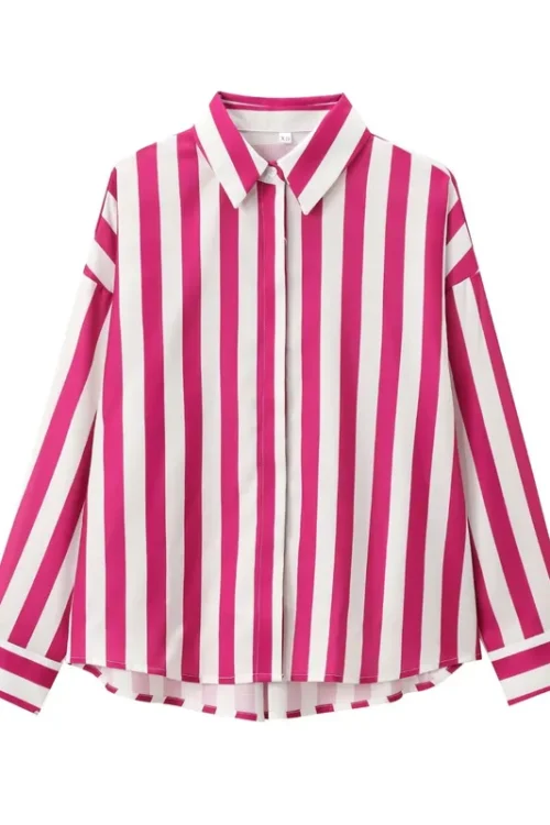 Women’s Blouse Long Sleeve Blouses Printing Button Casual Stripe