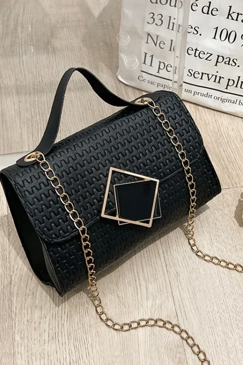 Women’s Small Pu Leather Lingge Fashion Square Magnetic Buckle Crossbody Bag