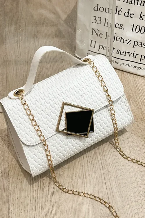 Women’s Small Pu Leather Lingge Fashion Square Magnetic Buckle Crossbody Bag