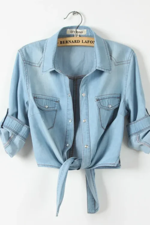 Women’s Streetwear Solid Color Single Breasted Coat Denim Jacket